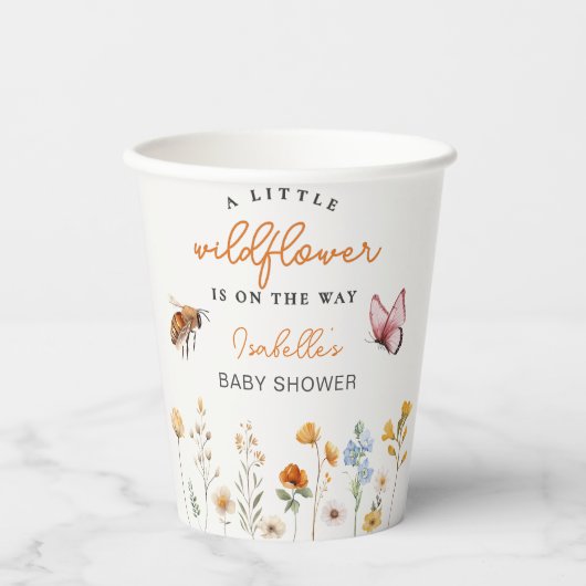 Kleine Wildflower Meisje Baby shower Papieren Bekers (Voorkant)