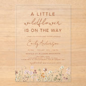 Kleine Wildflower op de weg Baby shower Acryl Uitnodigingen (Voorkant)