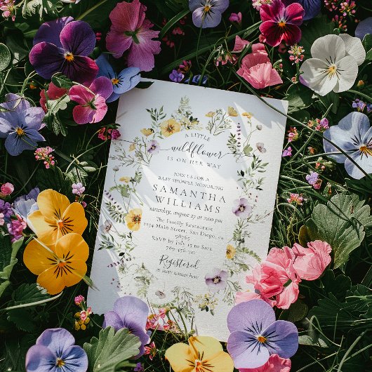 Kleine Wildflower Paarse Bloemen Baby Meisje Douch Kaart