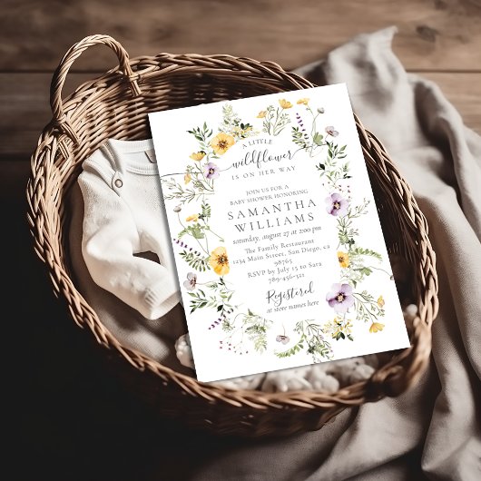 Kleine Wildflower Paarse Bloemen Baby Meisje Douch Kaart
