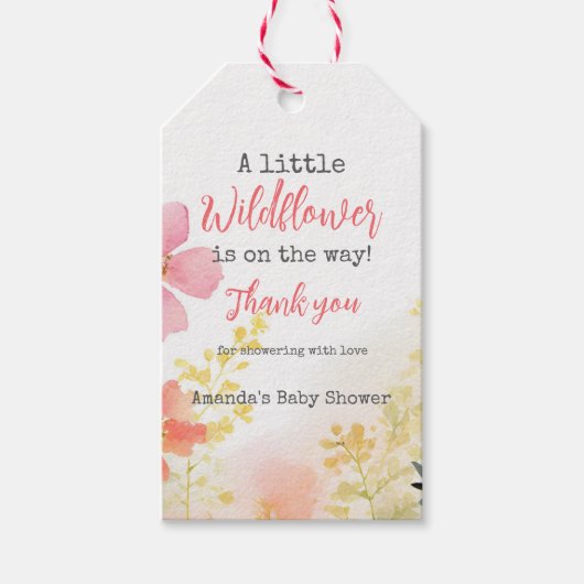 Kleine Wildflower Perzik Bloemen Bloemen Baby show Cadeaulabel (Voorkant)