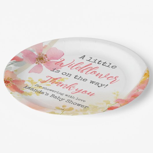 Kleine Wildflower Perzik Bloemen Bloemen Baby show Papieren Bordje (Gekanteld)