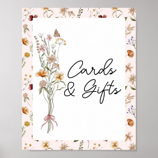 Kleine Wildflower Roze Baby shower Kaarten en gesc Poster (Voorkant)