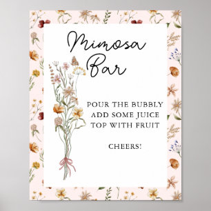 Kleine Wildflower Roze Baby shower Mimosa Bar Poster