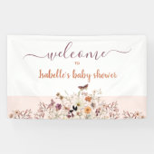 Kleine Wildflower Roze Meisje Baby shower Banner (Horizontaal)