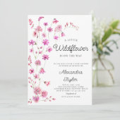 Kleine Wildflower Roze Whimsical Baby Meisje Douch Kaart (Staand voorkant)