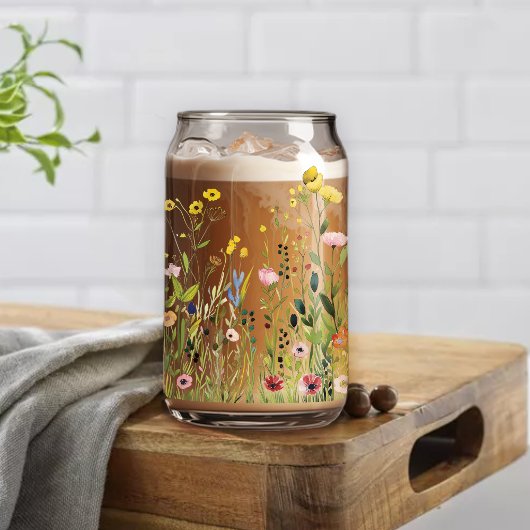 Kleine Wildflower Schattigee Kleurrijke Bloemen Blikvorm Glas
