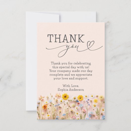 Kleine Wildflower Verjaardag Dank u kaart (Voorkant)