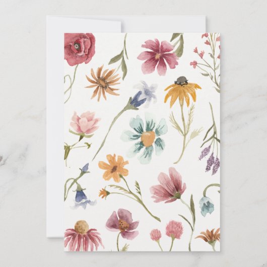 Kleine Wildflower Verjaardag Uitnodiging | WATERVE (Achterkant)
