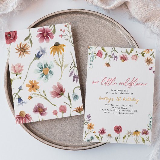 Kleine Wildflower Verjaardag Uitnodiging | WATERVE