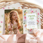 Kleine wildflower verjaardagsfeestfoto dank u kaart