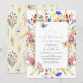 Kleine Wildflower Vlinder Meisje Baby shower Kaart (Voorkant / Achterkant)