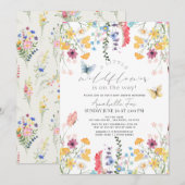 Kleine Wildflower Vlinder Meisje Baby shower Kaart (Voorkant / Achterkant)