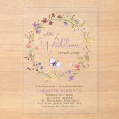 Kleine Wildflower Waterverf Baby Meisje Douche Acryl Uitnodigingen (Voorkant)