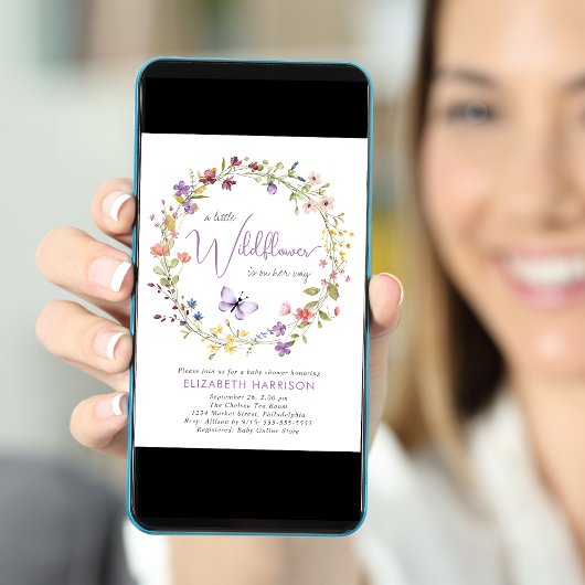 Kleine Wildflower Waterverf Baby Meisje Douche Kaart