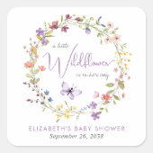Kleine Wildflower Waterverf Baby Meisje Douche Vierkante Sticker (Voorkant)