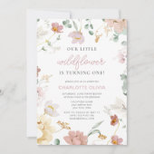 Kleine Wildflower wordt één verjaardag Kaart (Voorkant)