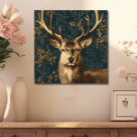 Kleine William Morris Style  Herten Canvas Afdruk<br><div class="desc">Deze prachtige stijl canvas muurkunst is prachtig voor de feestdagen, of op elk moment van het jaar. De William Morris stijl hert hoofd is in rijke tans en bruin op een blauwgroen en groene achtergrond, met vleugjes van zachte roest gebladerte. Eenvoudig en elegant. Perfect voor uw studie, studeerkamer of vakantiedecoratie....</div>