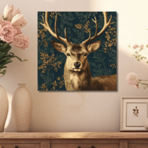Kleine William Morris Style  Herten Canvas Afdruk