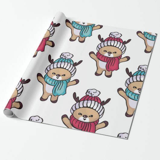 Kleine Winter Fawns Cadeaupapier (Uitgerold)