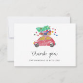 Kleine winterautobabyshower bedankt  (Voorkant)