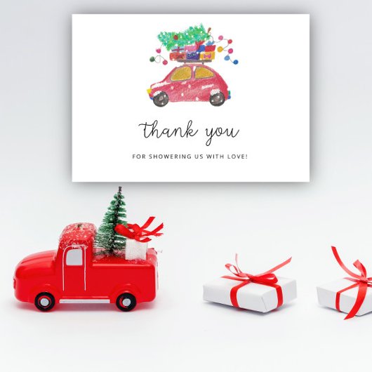 Kleine winterautobabyshower bedankt 