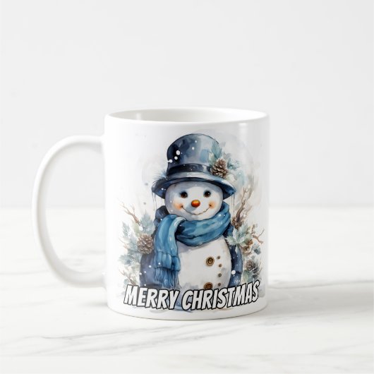 Kleine Winterpret Sneeuwpop Koffiemok (Links)