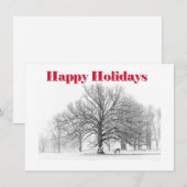 Kleine wintertafereel kerstkaart witte strik (plat (Voorkant / Achterkant)