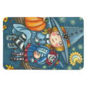 KLEINE WITCH & DOLL HALLOWEEN MAGNET Rectangle Lge Magneet (Horizontaal)