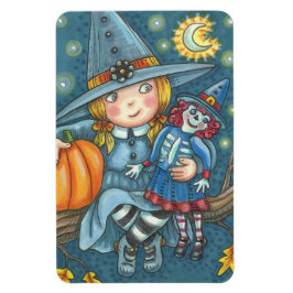 KLEINE WITCH & DOLL HALLOWEEN MAGNET Rectangle Lge Magneet