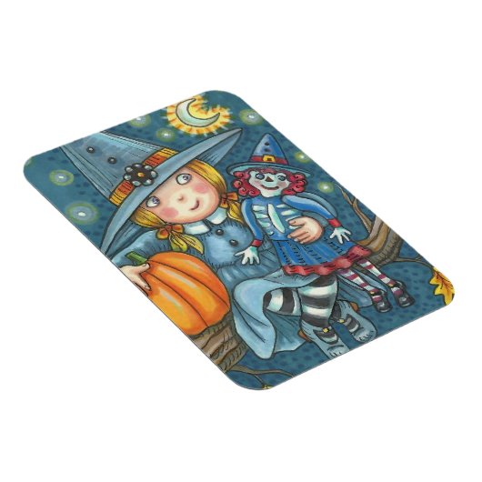 KLEINE WITCH & DOLL HALLOWEEN MAGNET Rectangle Magneet (Rechterzijde)