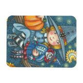 KLEINE WITCH & DOLL HALLOWEEN MAGNET Rectangle Magneet (Horizontaal)