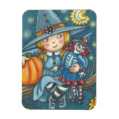 KLEINE WITCH & DOLL HALLOWEEN MAGNET Rectangle Magneet (Verticaal)