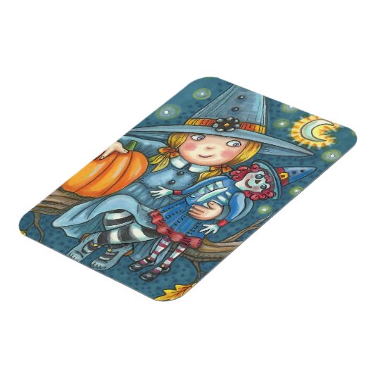 KLEINE WITCH & DOLL HALLOWEEN MAGNET Rectangle Magneet (Linkerzijde)