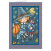 KLEINE WITCH EN DOLL HALLOWEEN WENSKAART leeg (Voorkant)