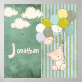 Kleine witte Beer ballonnen Boy Rustic Poster (Voorkant)
