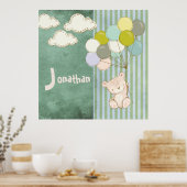 Kleine witte Beer ballonnen Boy Rustic Poster (Keuken)