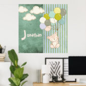 Kleine witte Beer ballonnen Boy Rustic Poster (Thuiskantoor)