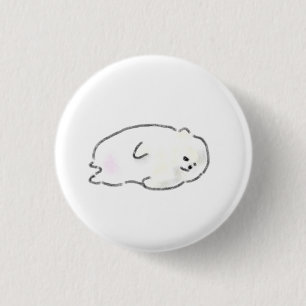 Kleine witte beer die ligt ronde button 3,2 cm
