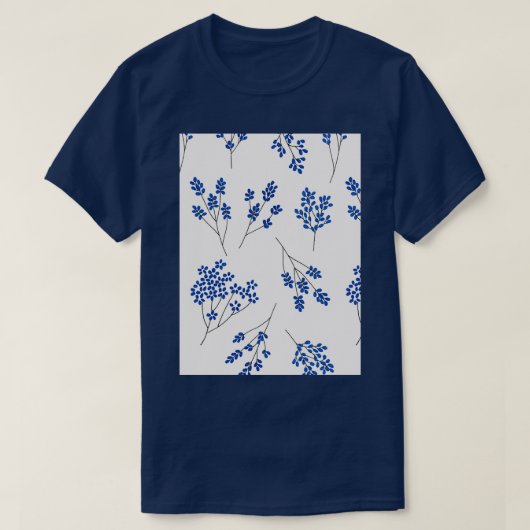 Kleine witte blauwe bloemen t-shirt (Design voorkant)