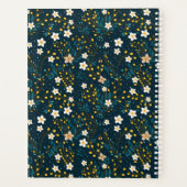 Kleine witte, Blauwgroen en gouden bloemen Planner (Achterkant)