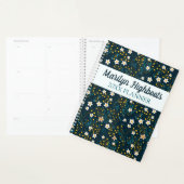 Kleine witte, Blauwgroen en gouden bloemen Planner (Display)