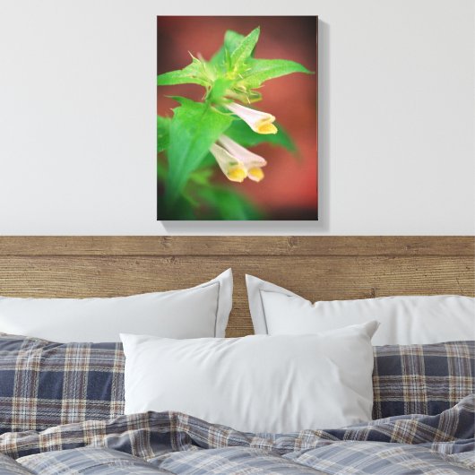 Kleine witte bloem dicht canvas afdruk (Insitu (Slaapkamer))