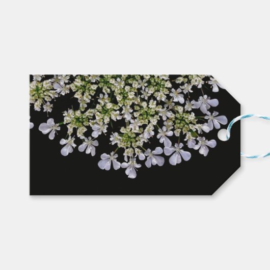 kleine witte bloemblaadjes  cadeaulabel (Voorkant (Horizontaal))