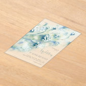 Kleine witte bloemen bruiloft acryl uitnodigingen (Laagn)