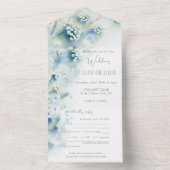 Kleine witte bloemen bruiloft alles in één uitnodi all in one uitnodiging (Binnen)