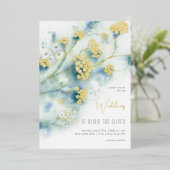 Kleine witte bloemen bruiloft folie uitnodiging (Staand Voorkant)