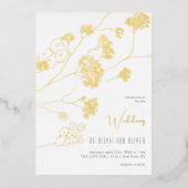 Kleine witte bloemen bruiloft folie uitnodiging (Voorkant)