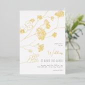 Kleine witte bloemen bruiloft folie uitnodiging (Staand Voorkant)