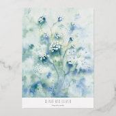 Kleine witte bloemen bruiloft folie uitnodiging (Achterkant)